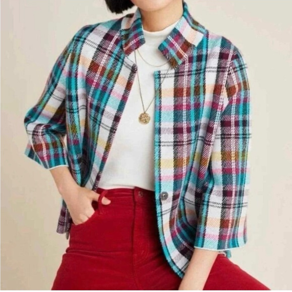 Anthropologie Colorful Plaid Button Down Shirt